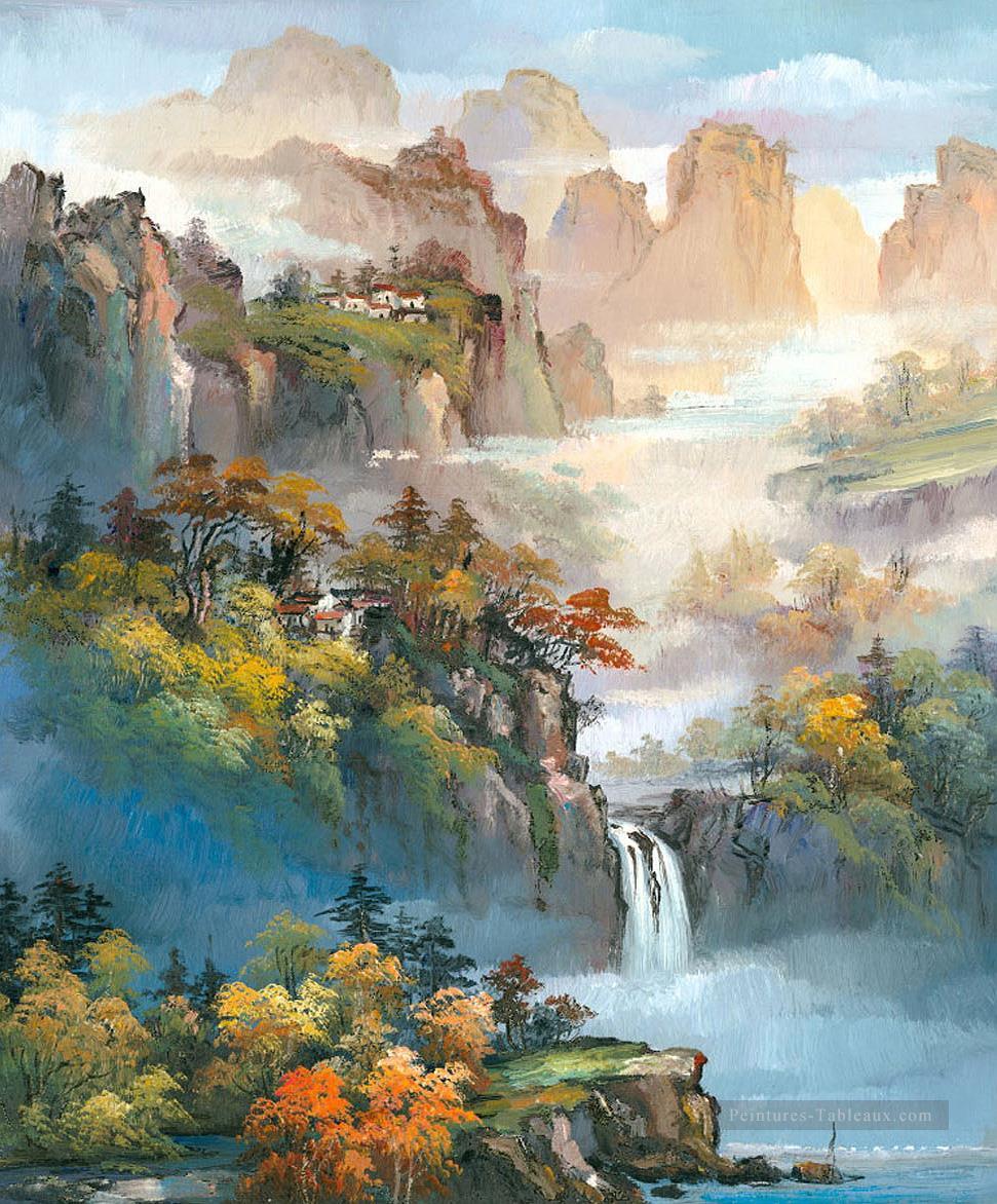 Paysage chinois Shanshui montagnes Cascade 0 954 de la Chine Peintures à l'huile